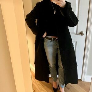 Brandon Thomas - Vintage Black Suede Penny Lane Maxi Coat -Faux Shearling Lining